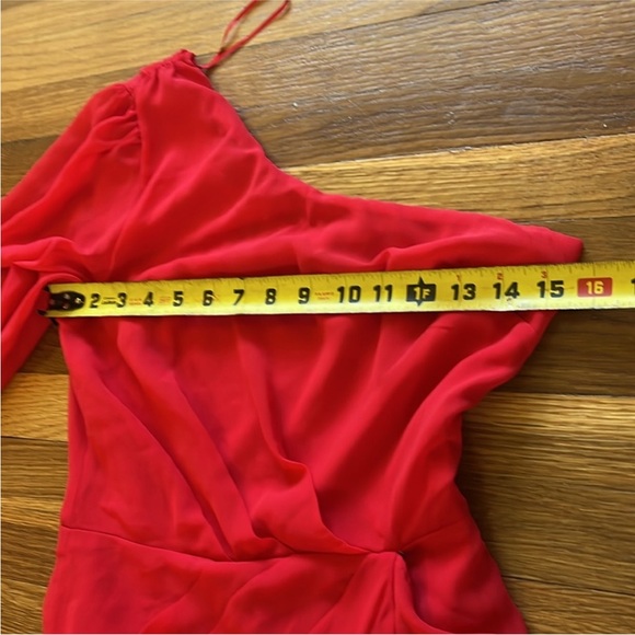 Vici bright red one shoulder long sleeve dress ruffled layered size XS - Picture 5 of 6
